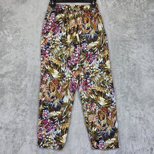 Progetto Quid Pants Womens 42 Multicolor Floral Tapered Ankle Elastic Waist